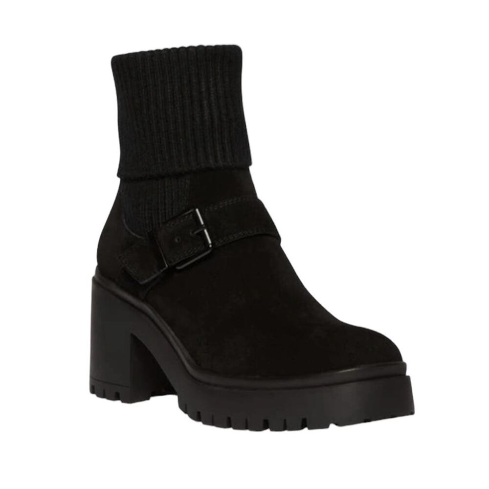 <<Women’s Blondo Remi Waterproof Knit Lug Bootie Black Suede – Sz 9.5